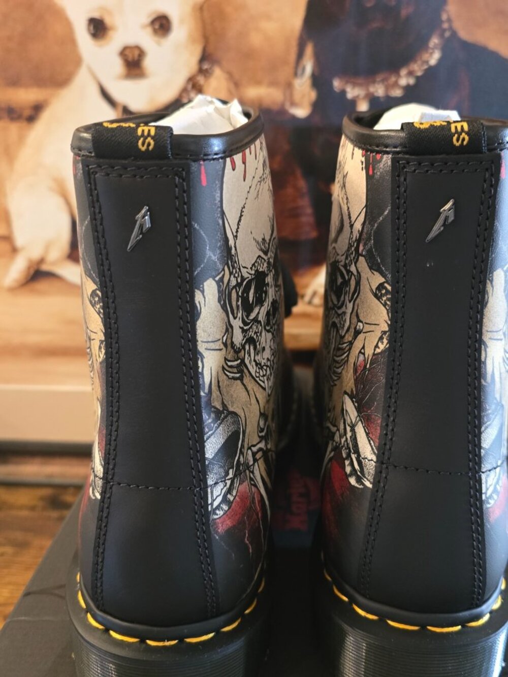 Metallica x Dr Martens 1460 Backhand Skull Lightening Print Boots Men's 13 NEW - Picture 9 of 14